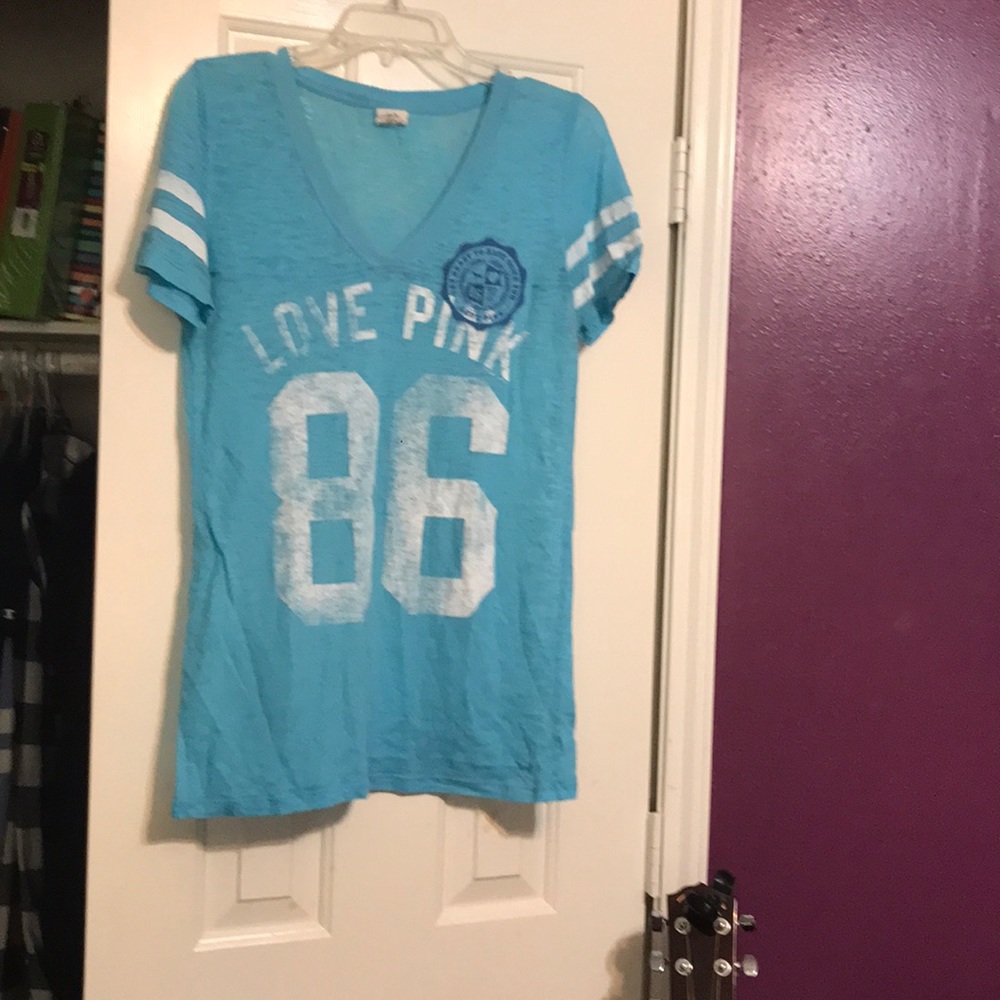 Baby blue love pink shirt